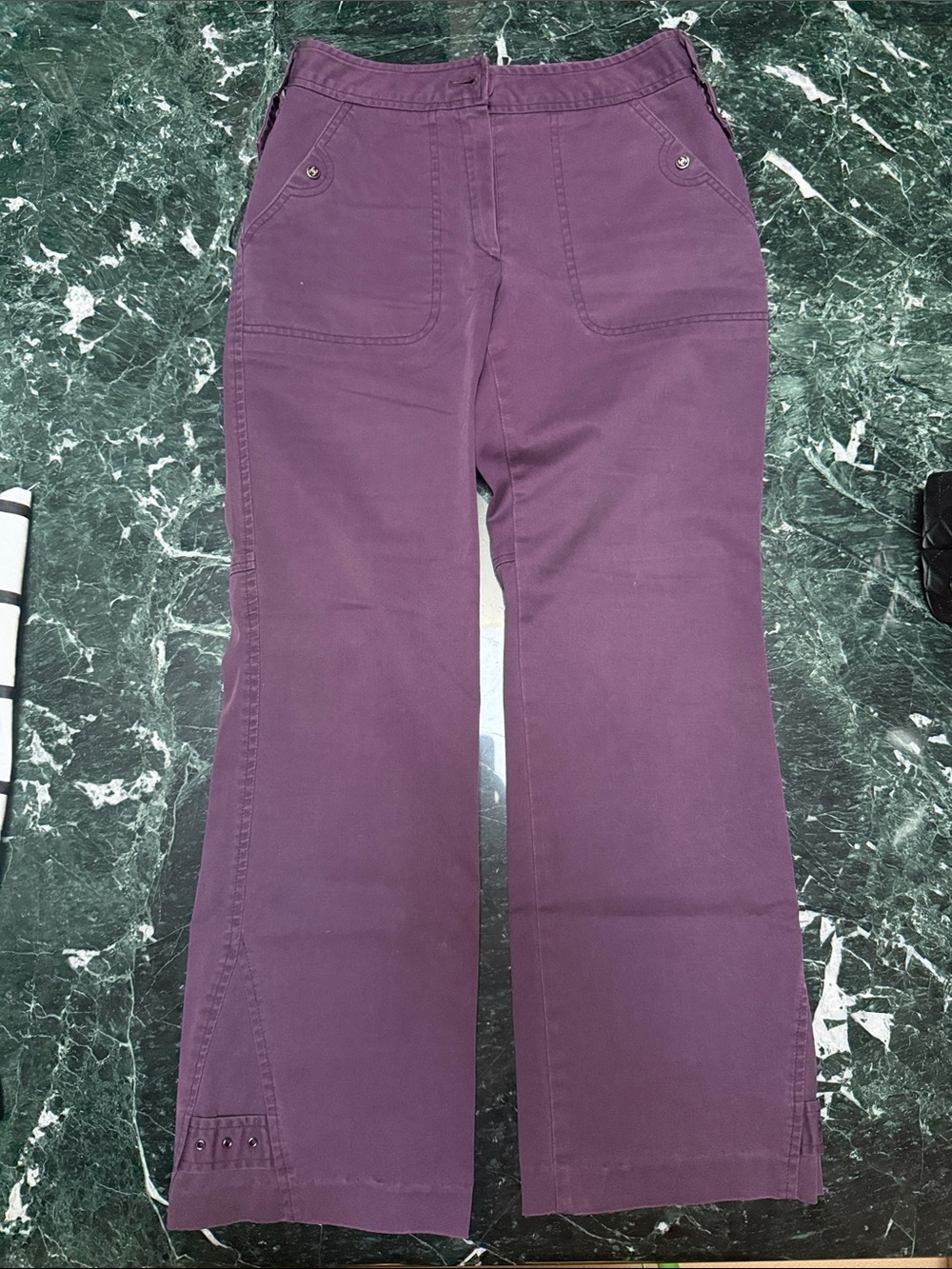 CHANEL Deep Purple Wide-Leg Utility Jeans